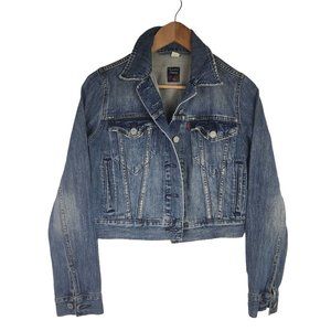 Levi's Distressed Denim Jacket Cropped Women's Size Small